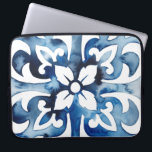 Capa Para Notebook Azulejo de cobalto II<br><div class="desc">Cobalt Azulejo II por Grace Popp. Padrão parecido com o azulejo azul com um design floral.</div>