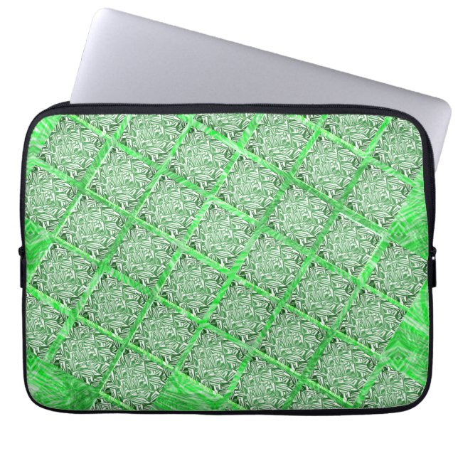 Capa Para Notebook Azulejo falso, fadas verdes folhagens, quadradas. (Frente)