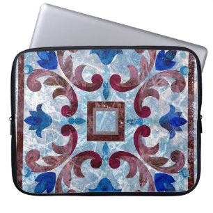 Capa Para Notebook Azulejo italiano de Vintage com abstrato de padrão