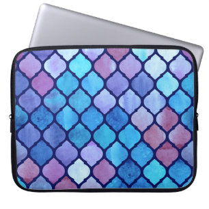 Capa Para Notebook Azulejos Árabes Geométricos Abstratos em Aquarela
