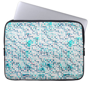 Capa Para Notebook Azulejos azuis em estilo áspero texturizado, quadr