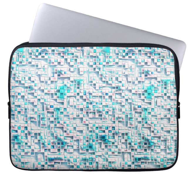 Capa Para Notebook Azulejos azuis em estilo áspero texturizado, quadr (Frente)