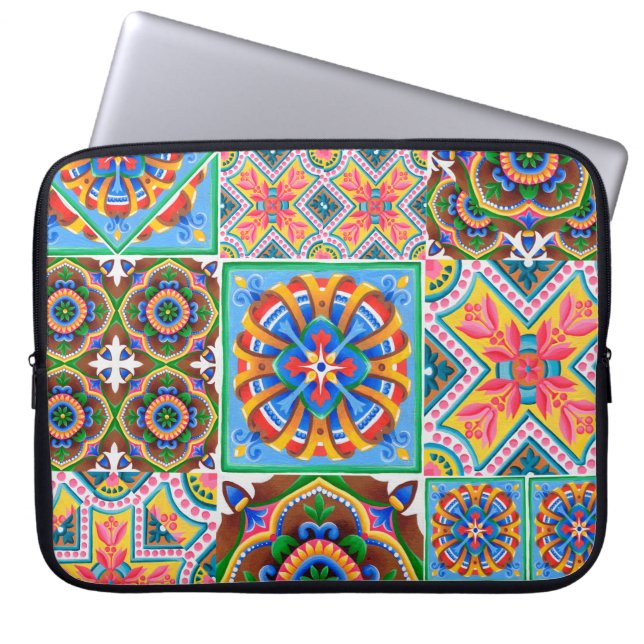 Capa Para Notebook Azulejos cerâmicos, majolica, ornamentabstrato, ar (Frente)