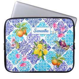 Capa Para Notebook Azulejos de azulejo do Mediterrâneo, de citrinos s