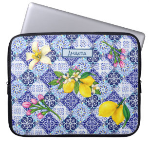 Capa Para Notebook Azulejos de cerâmica de citrinos do Mediterrâneo a