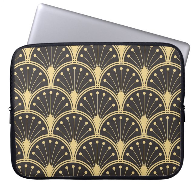 Capa Para Notebook Azulejos Dourados Geométricos Modernos (Frente)