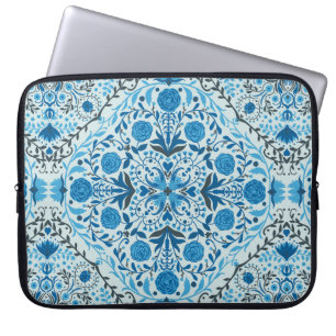 Capa Para Notebook Azulejos florais azuis
