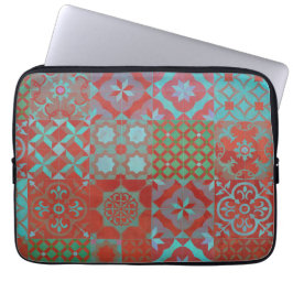 Capa Para Notebook azulejos legal e modernos do Egeu em vermelho e az