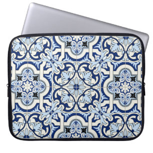 Capa Para Notebook Azulejos marroquinos: Padrões azuis lindos.