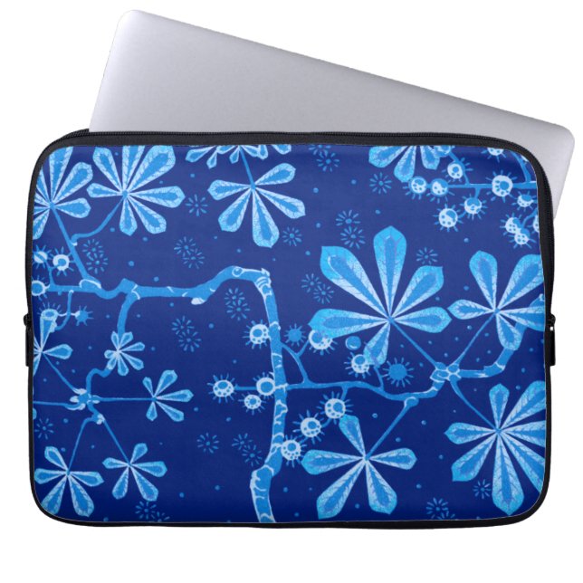 Capa Para Notebook Azure Frost Flower Neoprene Bolsa de laptop (Frente)