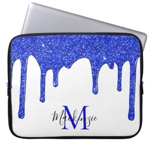 Capa Para Notebook Azure Royal Blue Sparkle Drives Monograma