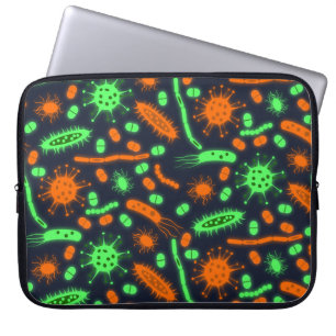 Capa Para Notebook Bactéria Brilhante Microorganismo laranja tóxico v