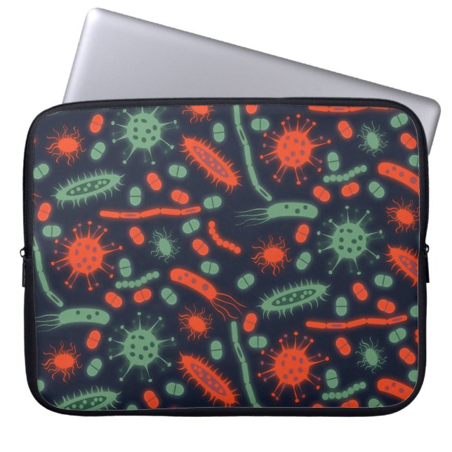 Capa Para Notebook Bactéria Brilhante Microorganismo verde vermelho (Frente)
