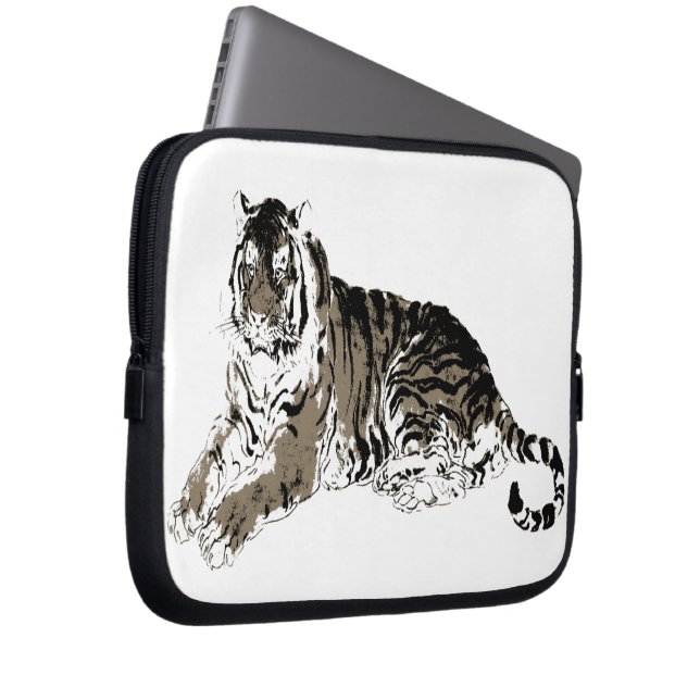 Capa Para Notebook Bag de Eletrônicos de Tigre de Relaxamento (Frente Esquerda)