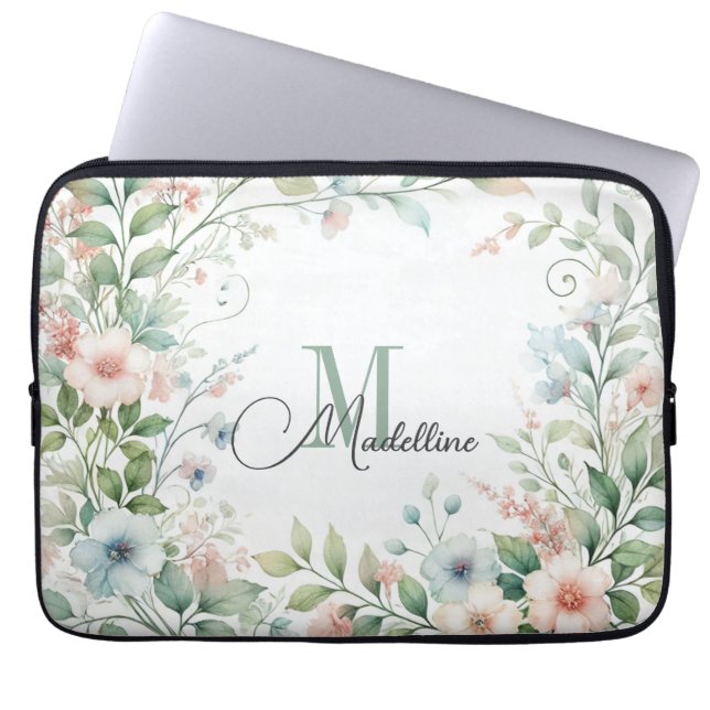 Capa Para Notebook Bag de Eletrônicos Personalizados | Flores Selvage (Frente)