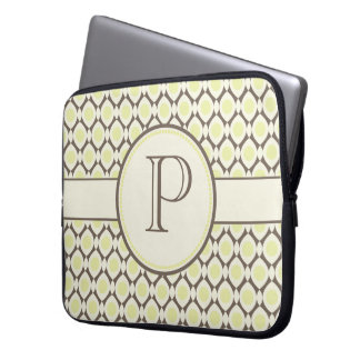 Capa Para Notebook Bag de Laptop de Padrão Moderno do Monograma Elega