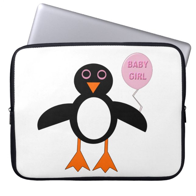 Capa Para Notebook Bag Laptop Pinguinha Rosa-Gelada (Frente)
