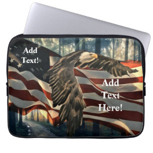 Capa Para Notebook Bald Eagle American Flag Country Road Laptop Sleev