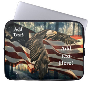 Capa Para Notebook Bald Eagle American Flag Country Road Laptop Sleev