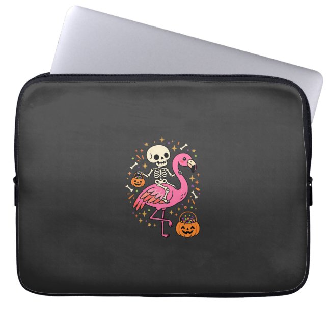 Capa Para Notebook Balde de Doces de Esqueleto de Flamingo de Hallowe (Frente)