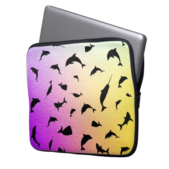 Capa Para Notebook baleia de tubarão-sombra no oceano degradado (Frente Esquerda)