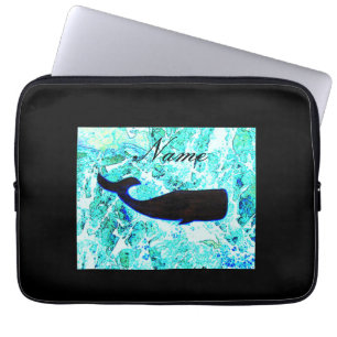Capa Para Notebook baleia preta em azul Thunder_Cove