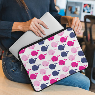 Capa Para Notebook Baleias Cutas, Padrão De Baleias, Animais Do Mar