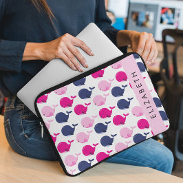 Capa Para Notebook Baleias Cutas, Padrão De Baleias, Seu Nome