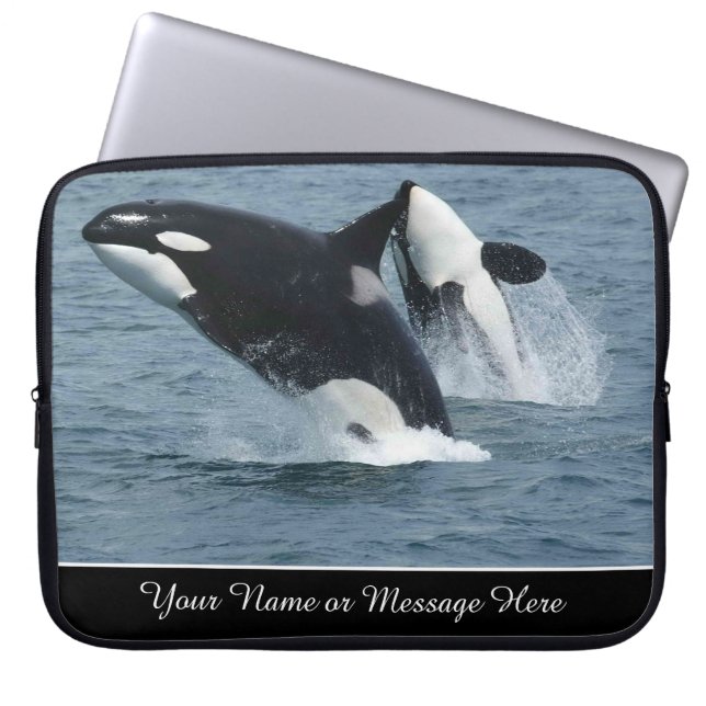 Capa Para Notebook Baleias Orcas Saltando Personalizadas (Frente)