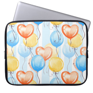 Capa Para Notebook Balões coloridos: padrão uniforme de aquarela.