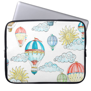 Capa Para Notebook Balões Vintage: Whimsical Watercolor Sem Costura.