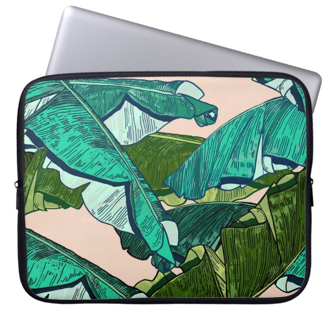 Capa Para Notebook Banana Leaves: Padrão Tropical Sem Olhos. (Frente)