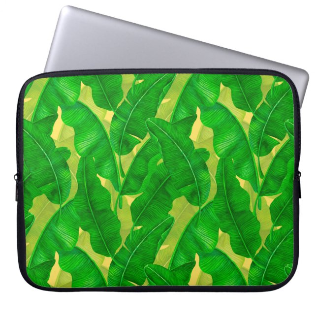 Capa Para Notebook Banana leaves watercolor pattern (Frente)