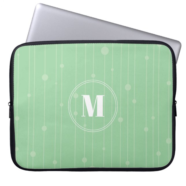 Capa Para Notebook Banda discreta verde-clara do monograma personaliz (Frente)