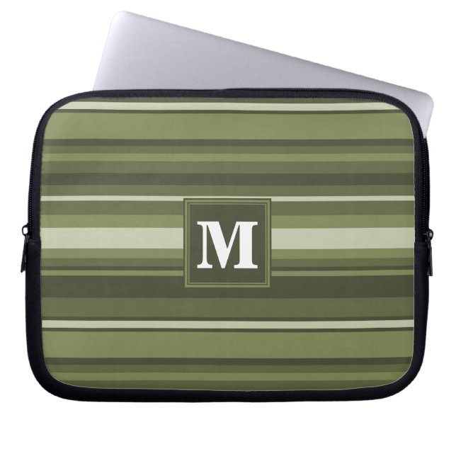 Capa Para Notebook Banda verde de azeitona monograma (Frente)