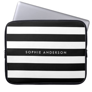 Capa Para Notebook Bandas brancas e pretas personalizadas