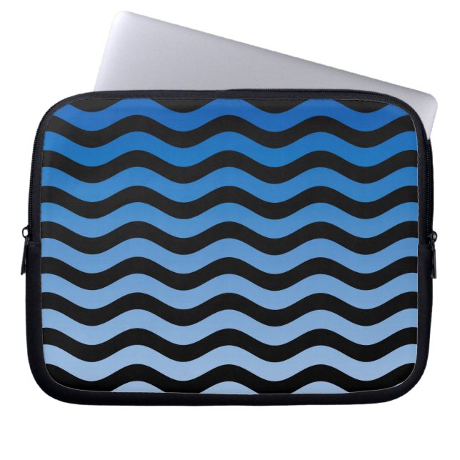 Capa Para Notebook Bandas de onda de gradiente azul (Frente)
