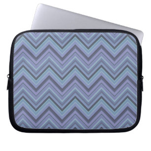 Capa Para Notebook Bandas de ziguezague de cinza azul