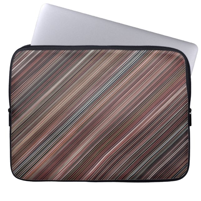 Capa Para Notebook Bandas Diagonais Pretas, Marrons e Brancas (Frente)