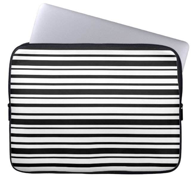 Capa Para Notebook Bandas irregulares a preto e branco (Frente)