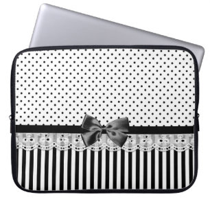 Capa Para Notebook Bandas Vitorianas Pretas E Brancas Com Arco