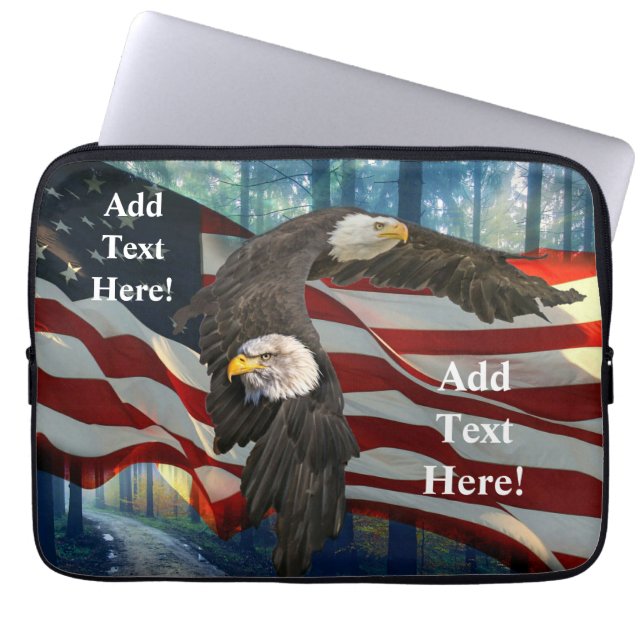 Capa Para Notebook Bandeira Americana Bald Eagle (Frente)