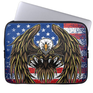 Capa Para Notebook Bandeira Americana com Águia Balda