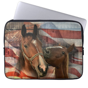 Capa Para Notebook Bandeira Americana do Barão Russo do Cavalo