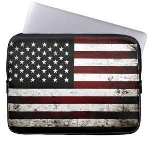 Capa Para Notebook Bandeira americana do Grunge preto