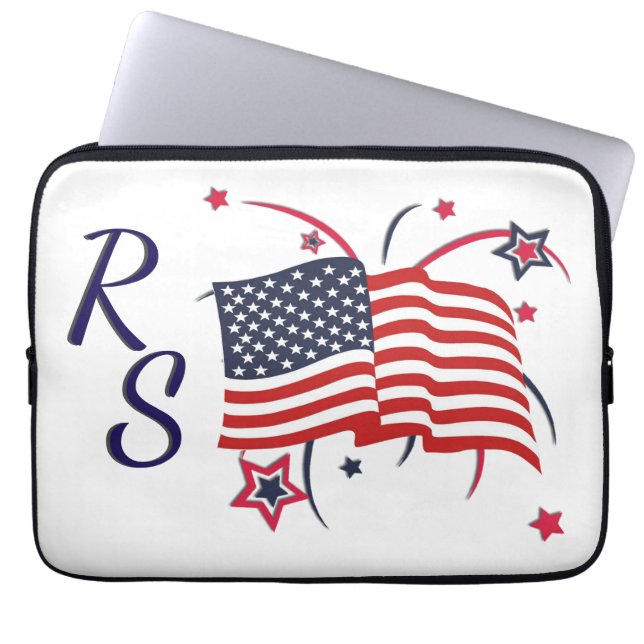 Capa Para Notebook Bandeira Americana e Fogos de Artifício (Frente)