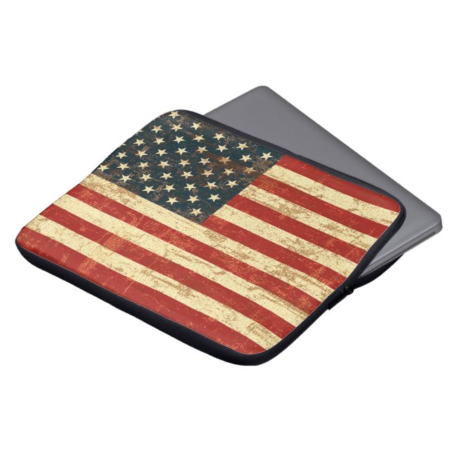 Capa Para Notebook Bandeira Americana Envelhecida (Frente Topo)