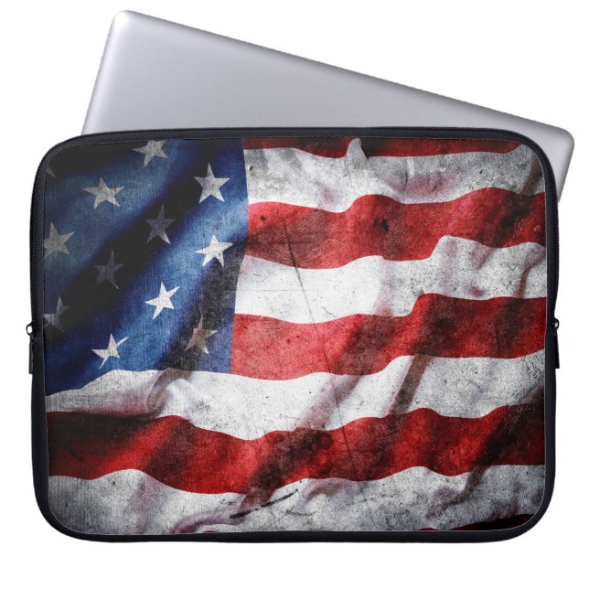 Capa Para Notebook Bandeira americana Grunge (Frente)