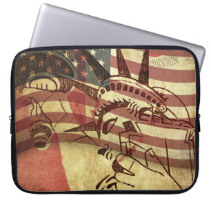 Capa Para Notebook Bandeira americana Grunge: fundo texturizado.