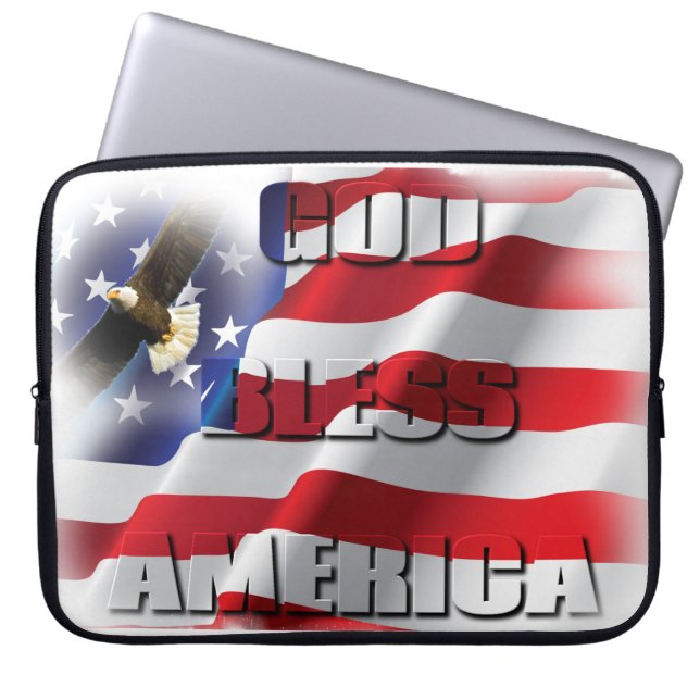 Capa Para Notebook Bandeira Americana Patriótica Deus Abençoe a Améri (Frente)